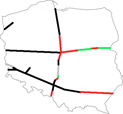 Mapka autostrad na 2012